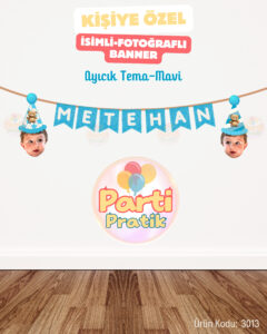 Fotoğraflı-İsimli Banner - Ayıcık Konsepti - Mavi