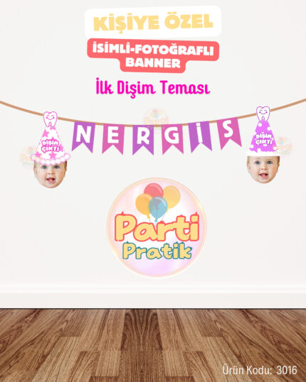 Fotoğraflı-İsimli Banner - İlk Dişim-Pembe