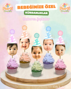 Fotoğraflı Kürdan Süsü - Makaron Şapkalar Konsepti