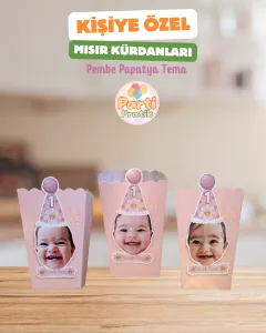 Fotoğraflı Mısır Kutusu-Pembe Papatya