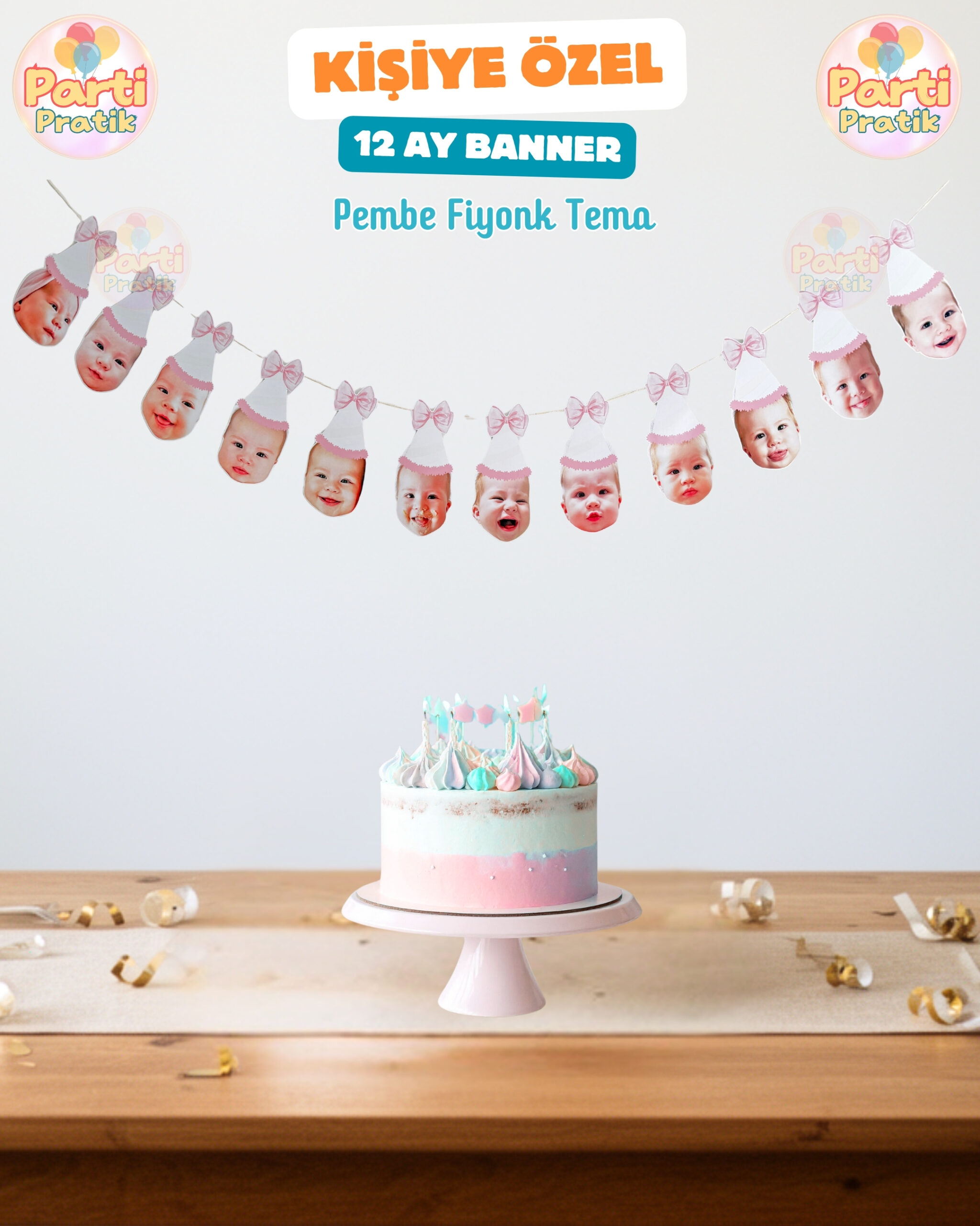 12 Ay Banner - Pembe Fiyonk Tema