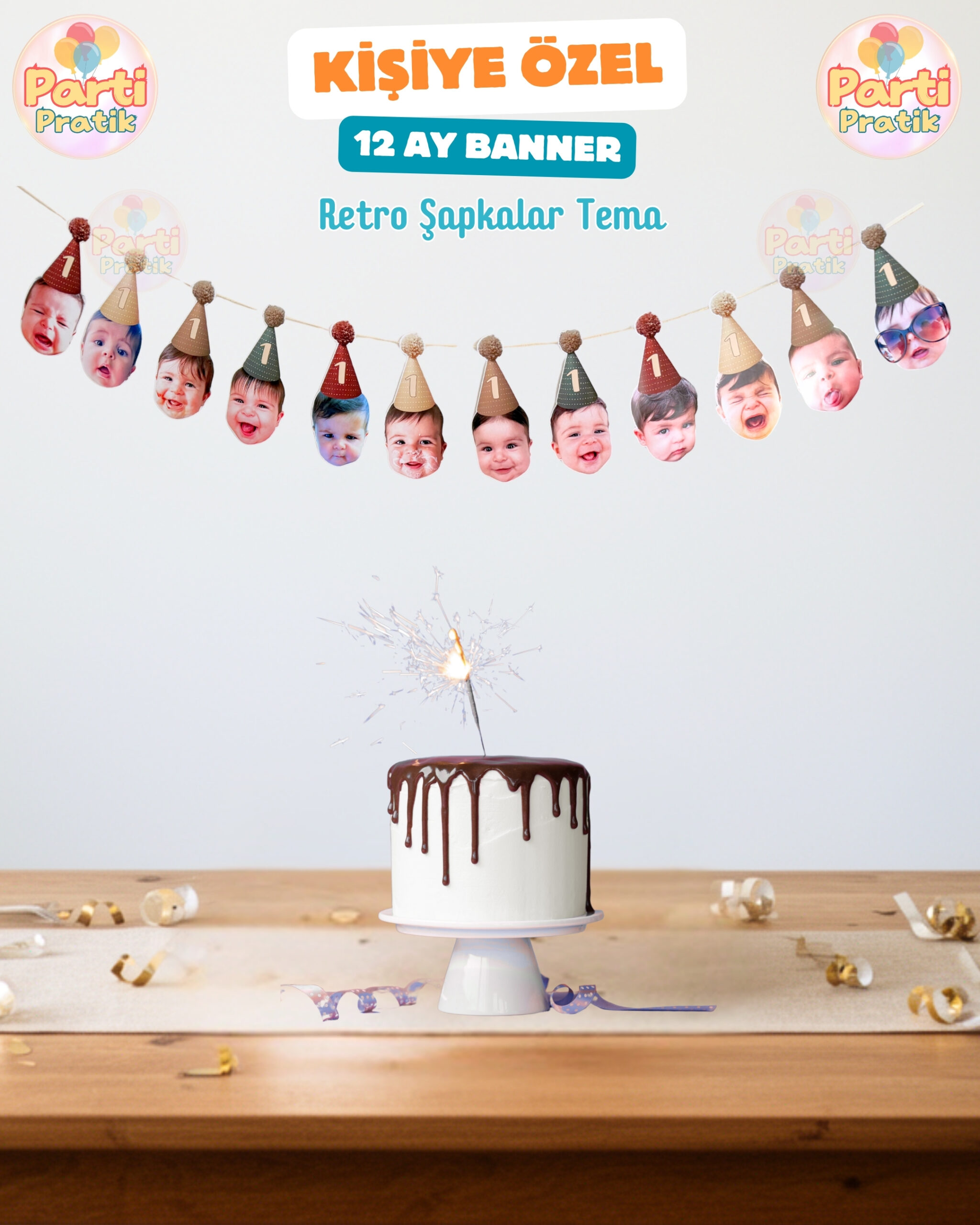 12 Ay Banner - Retro Şapkalar Tema