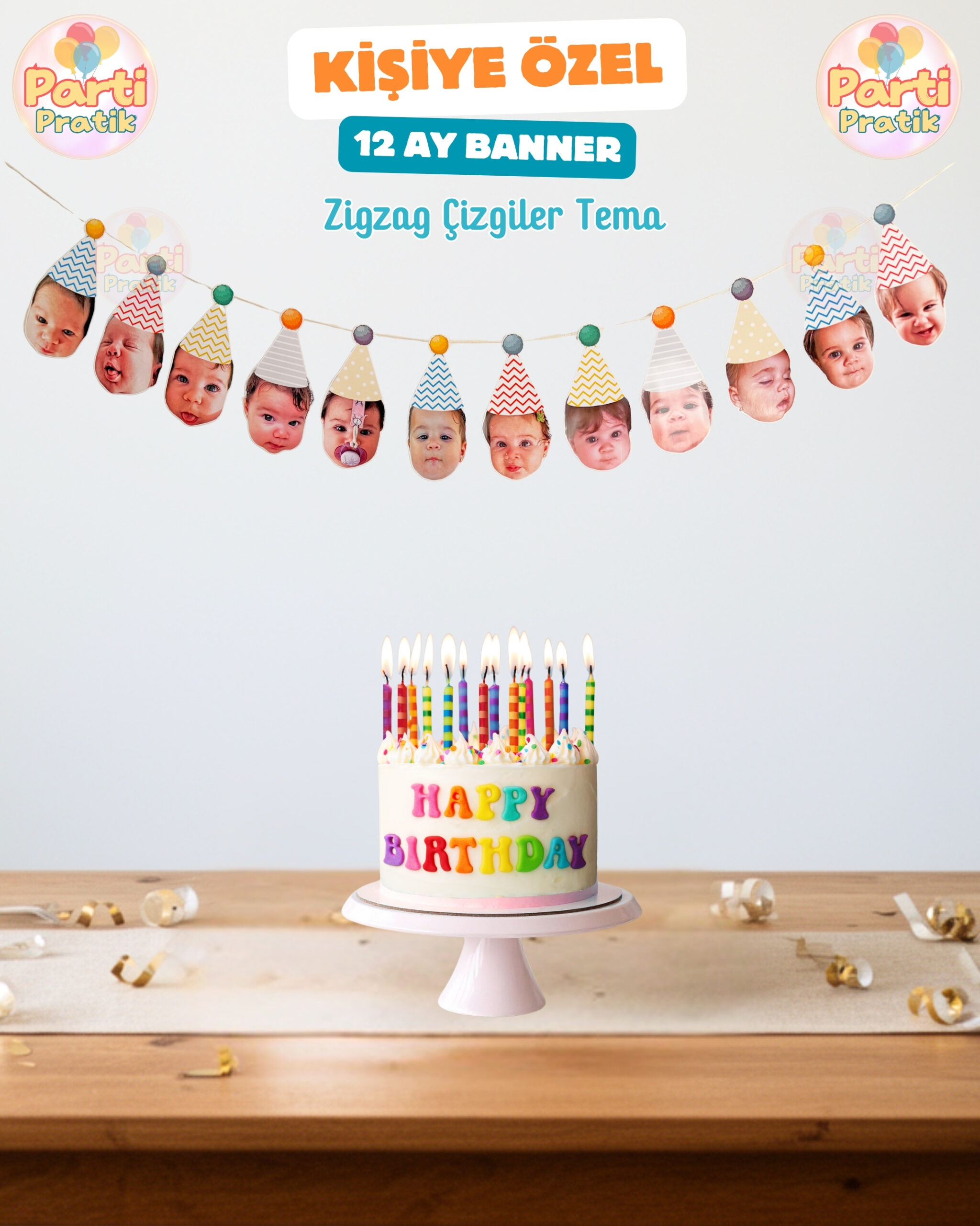 12 Ay Banner - Zigzag Çizgiler