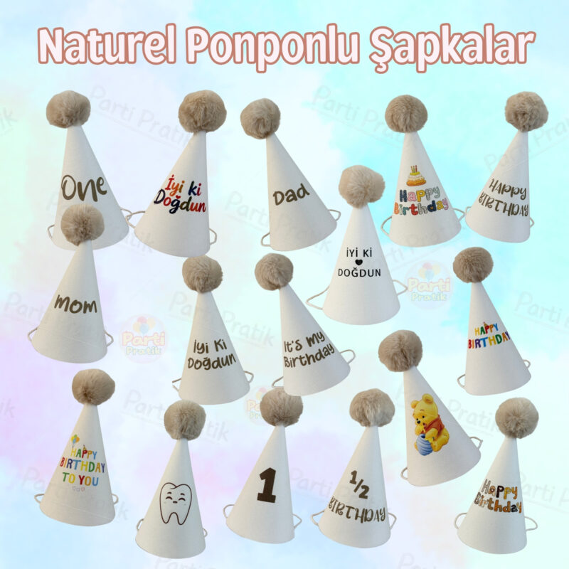 Ponponlu Doğum Günü Şapkası