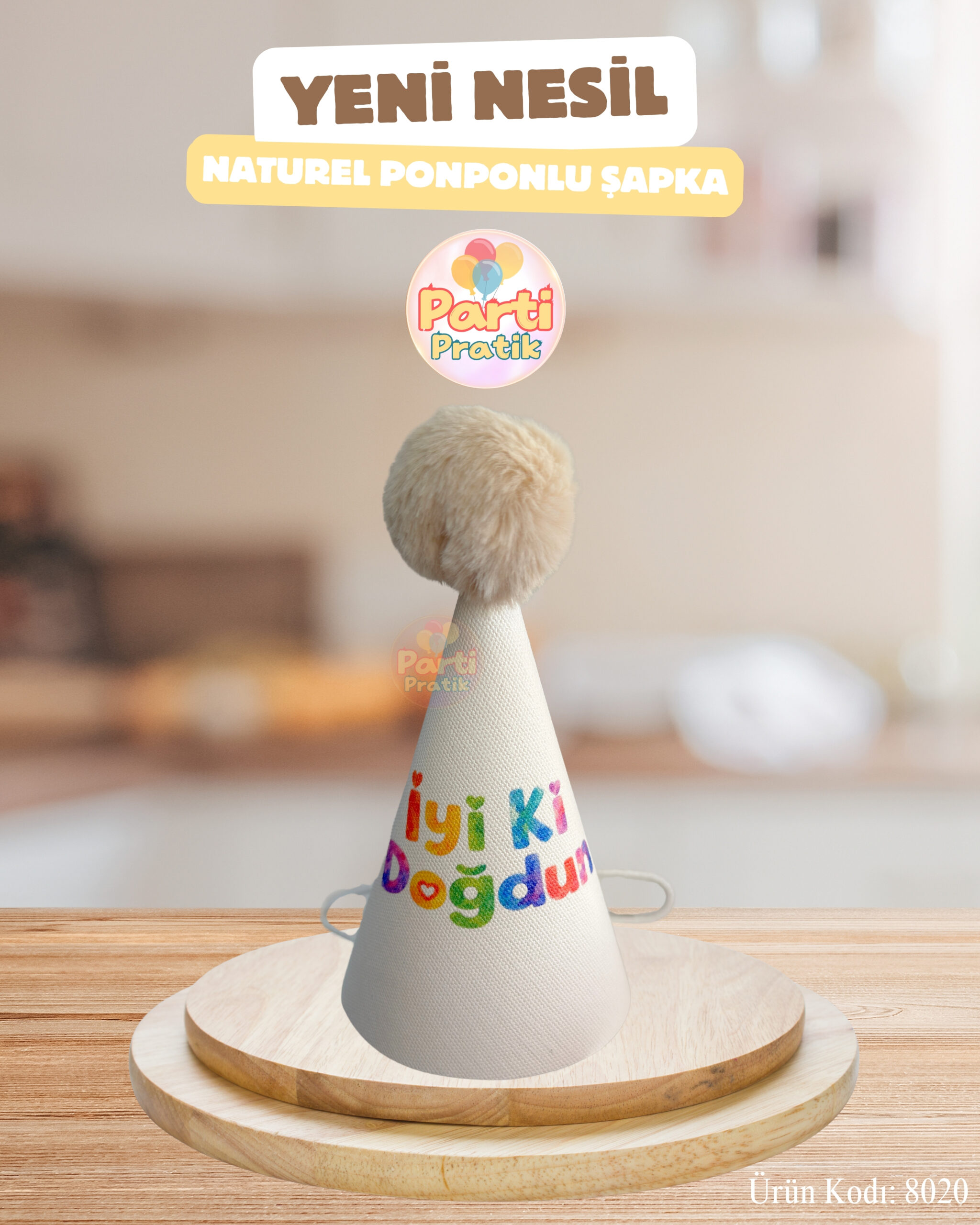 Ponponlu Doğum Günü Şapkası