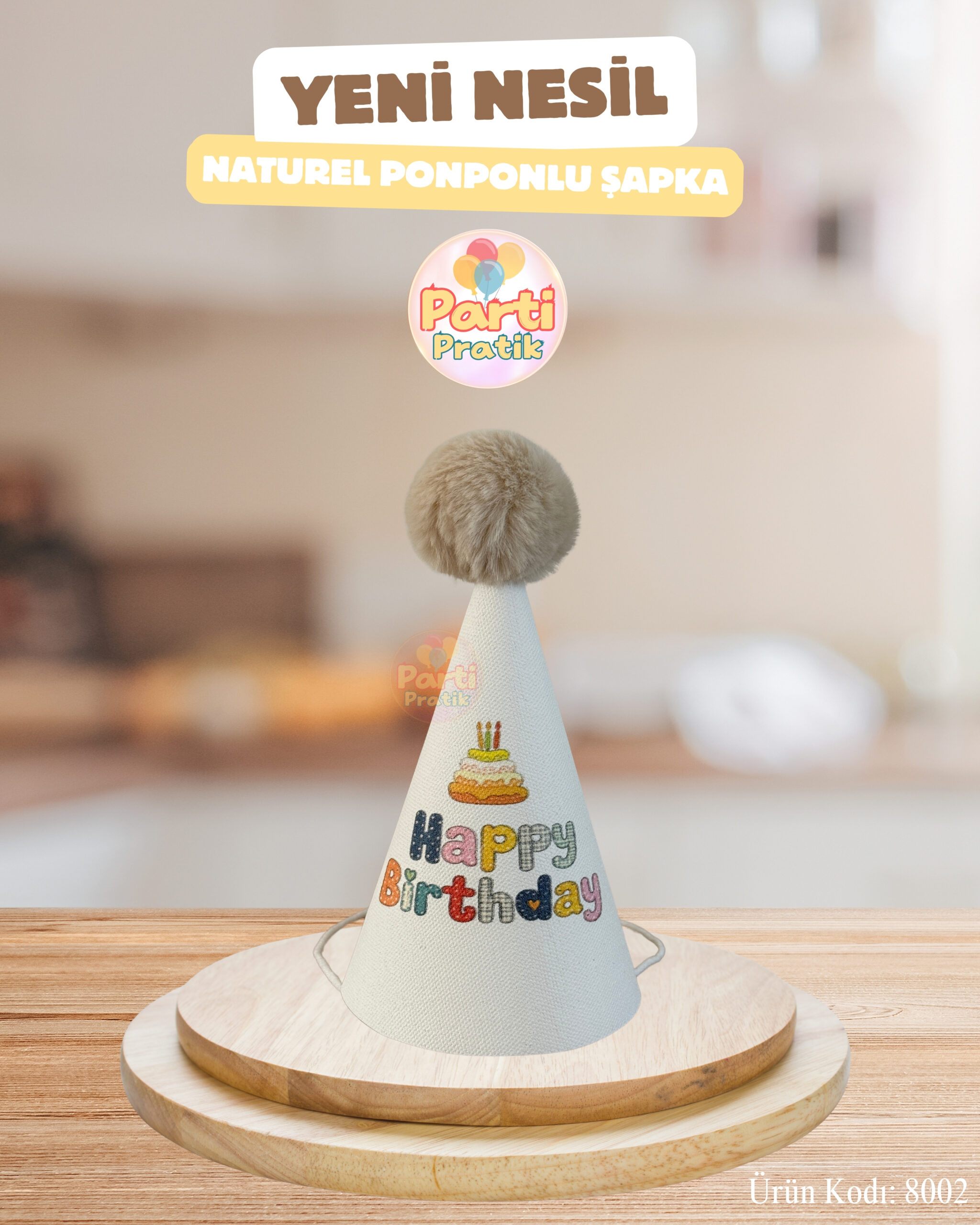 Ponponlu Doğum Günü Şapkası