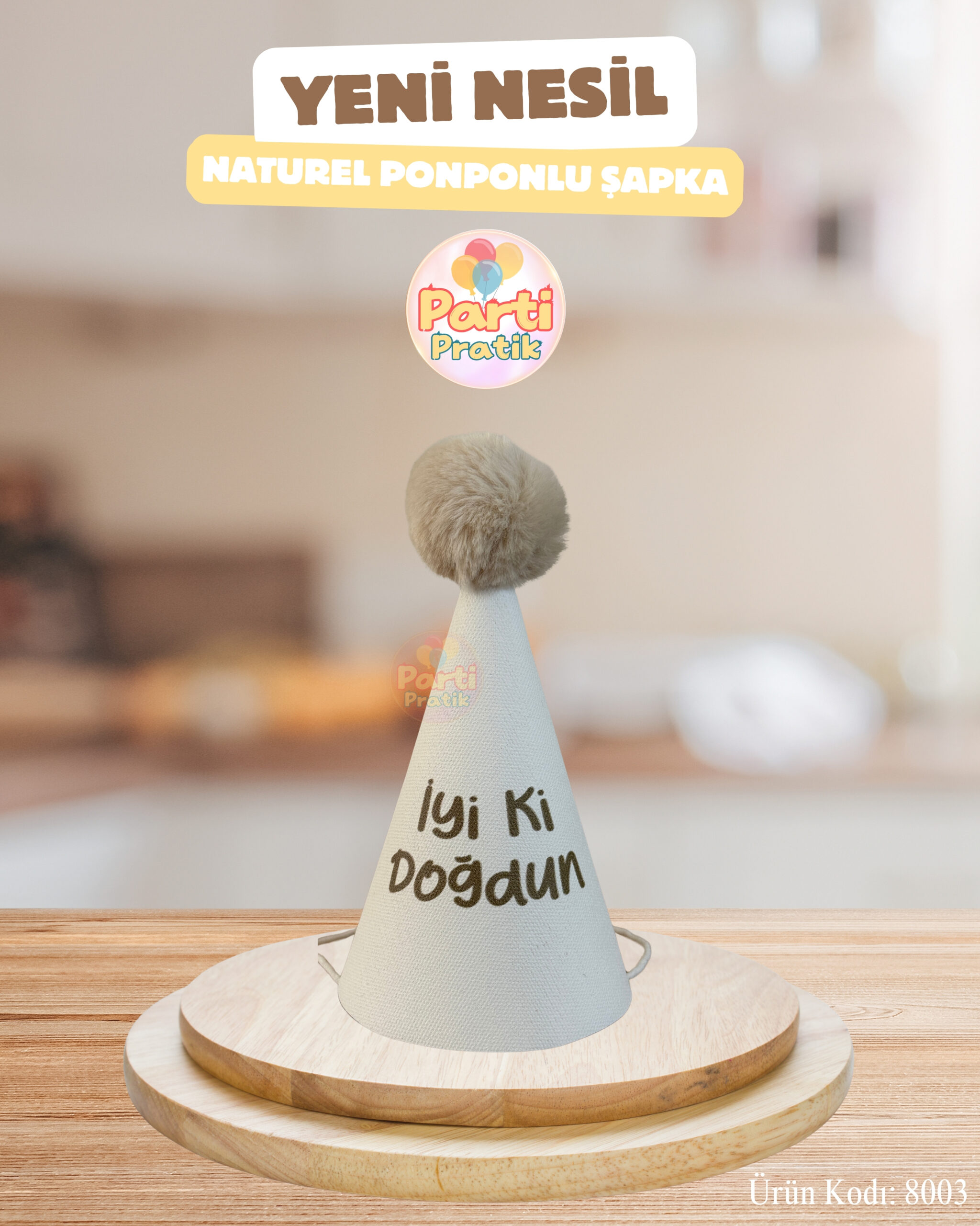 Ponponlu Doğum Günü Şapkası