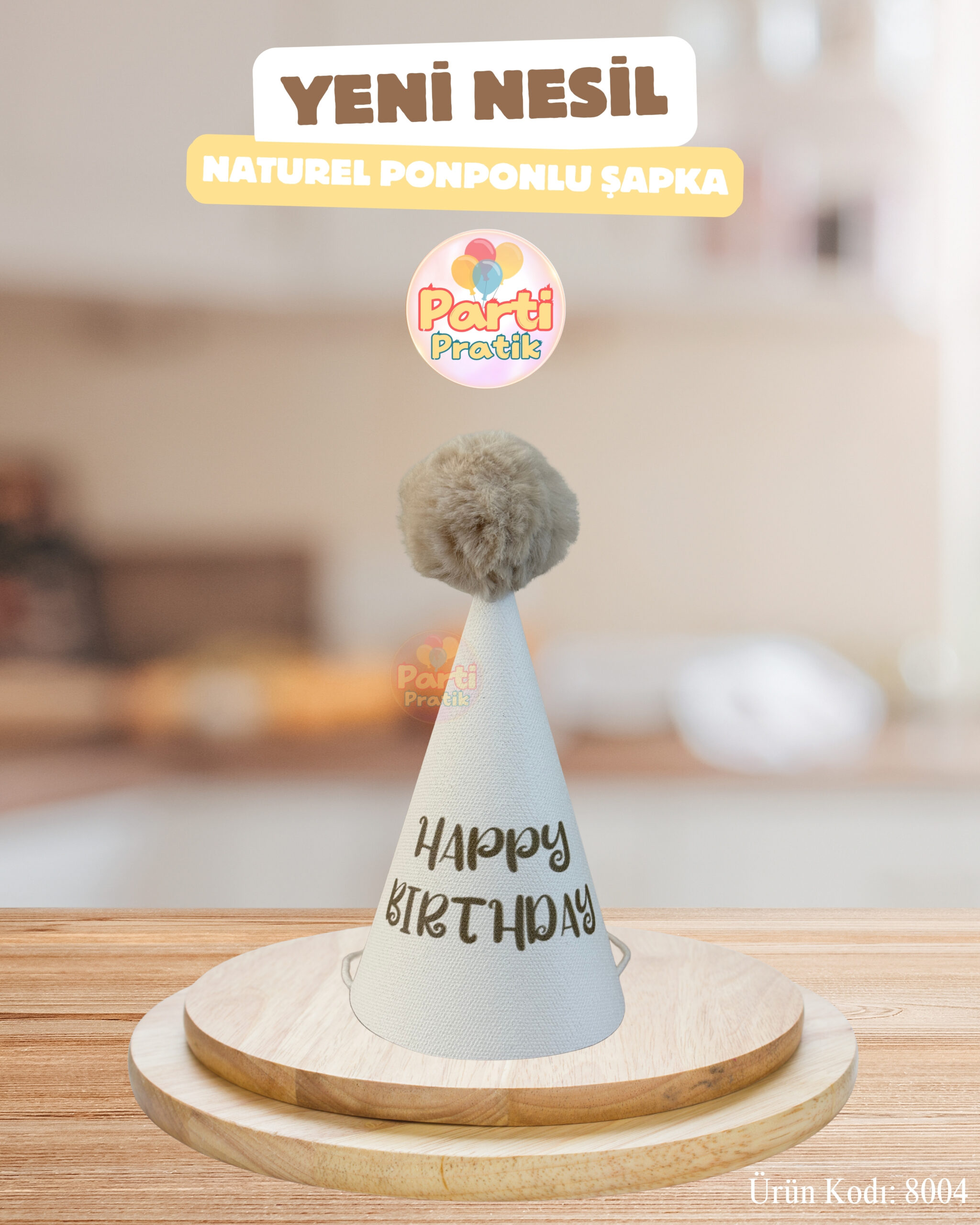 Ponponlu Doğum Günü Şapkası