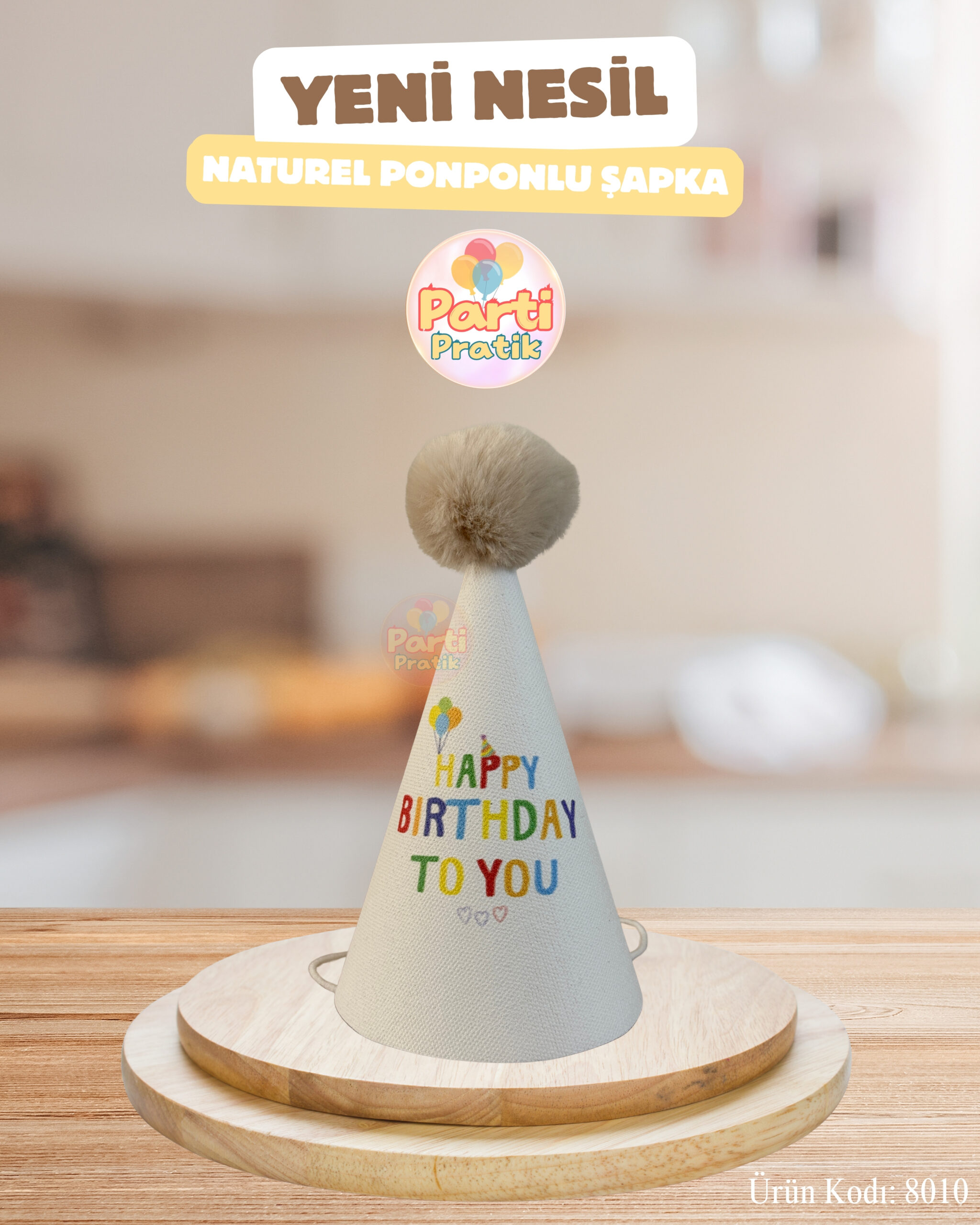 Ponponlu Doğum Günü Şapkası