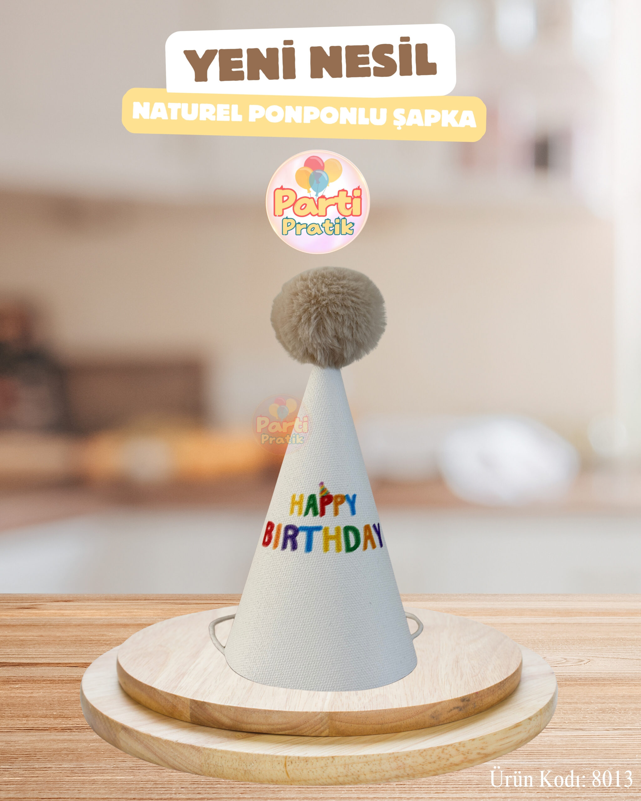 Ponponlu Doğum Günü Şapkası