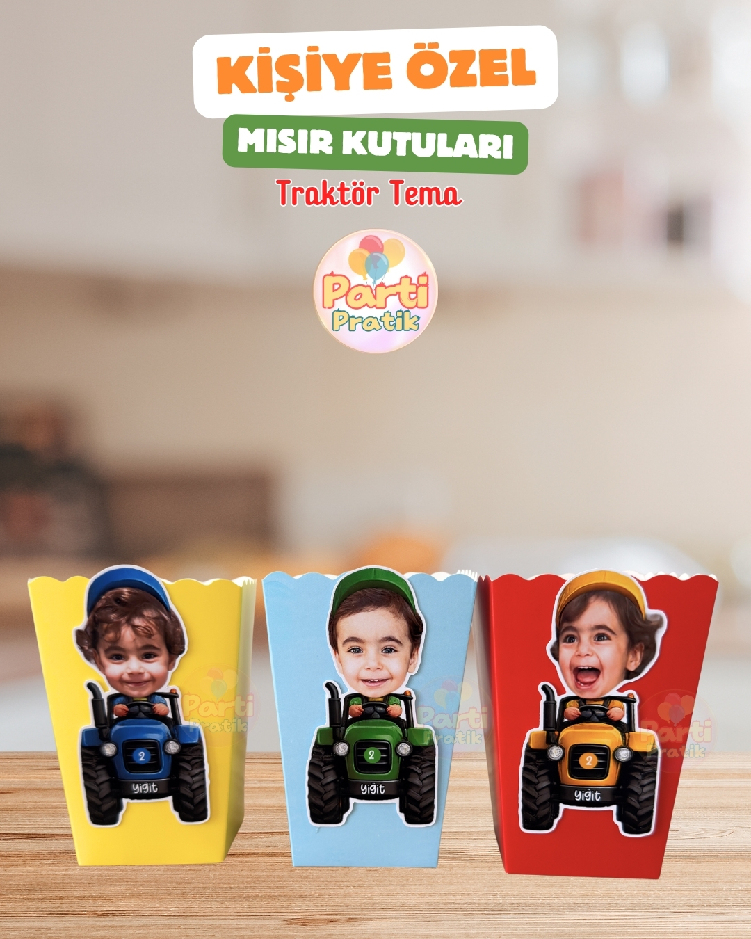 Fotoğraflı Mısır Kutusu - Traktör Tema